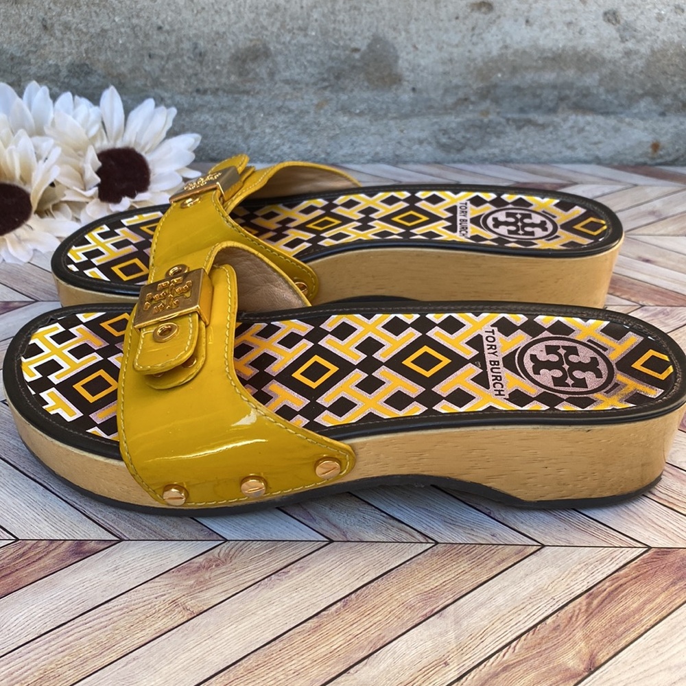 Tory Burch Yellow Summer Slides Sandals size 5.5/6 - Picture 6 of 10